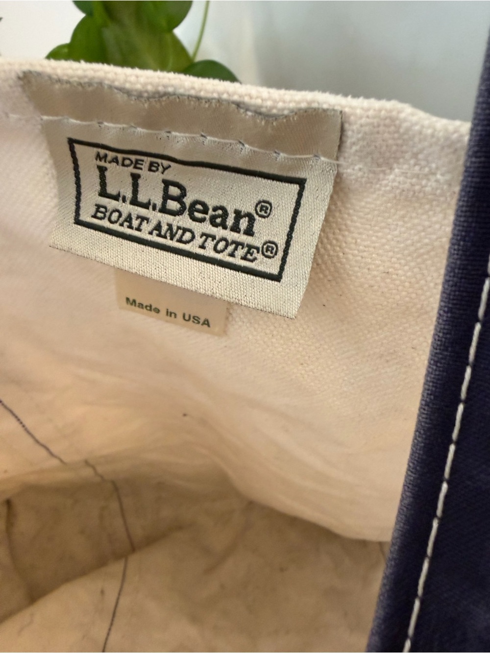 L.L.Bean boat and tote canvas blue and off white. - Picture 4 of 8